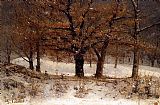 Gustave Courbet Canvas Paintings - Landscape with snow